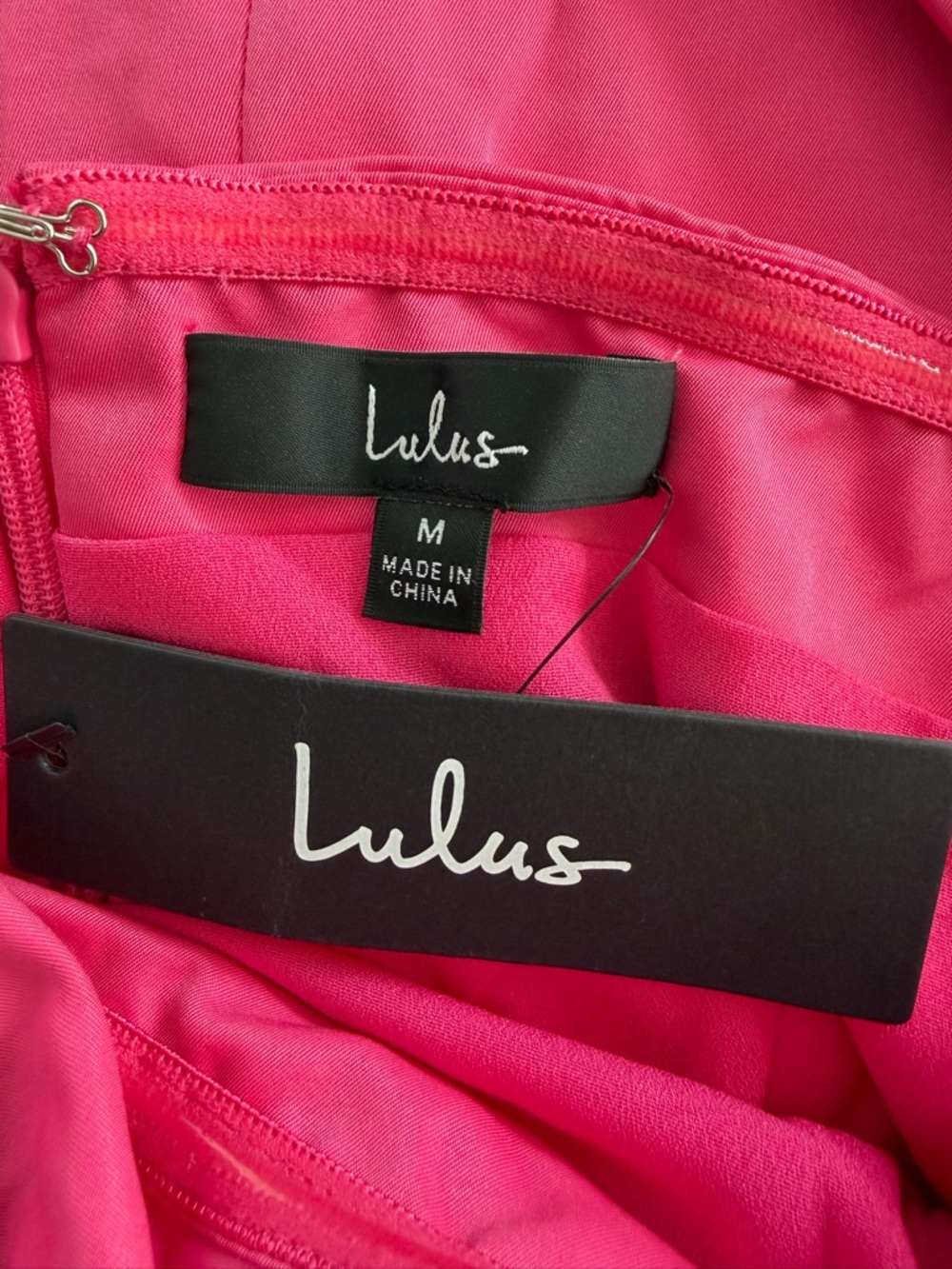 Lulus NWT “Totally Haute” Hot Pink Satin Pleated Off-The-Shoulder Mini Dress Med - Picture 4 of 16